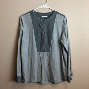 ELIOT Anthropologie Top Grey Button Front